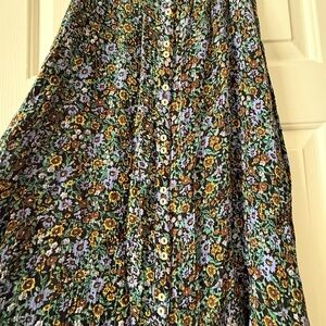 Urban Outfitters Blue and Green Maxi A-Line Skirt